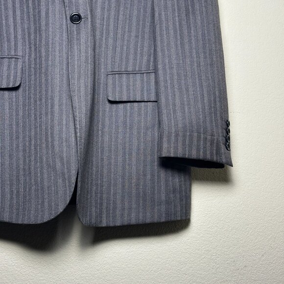 Apollo King Grey Blazer Coat Jacket Vest 2 Piece Suit Men Formal 42L Pinstripe - Picture 14 of 16